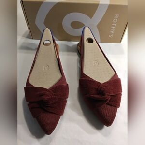 Rothy's Women's Knot Detail Burgundy Flats "Cabernet" The Twist Point Slingback